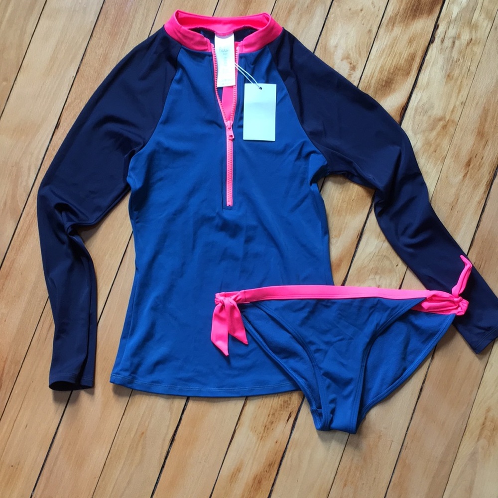 Boden Swim Rash Guard and Bottoms